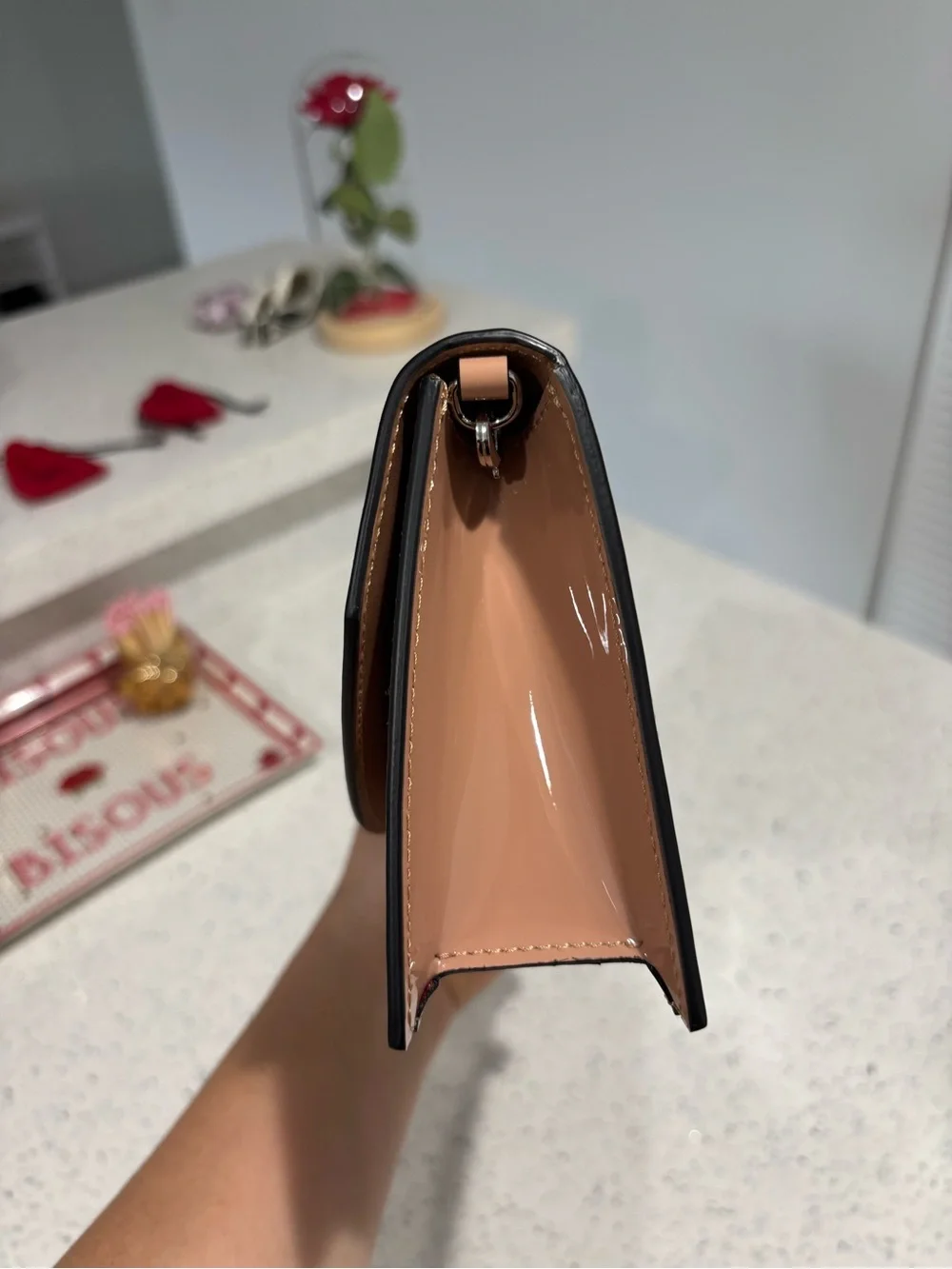 Christian Louboutin Blush Patent Leather Clutch with Removable Chain